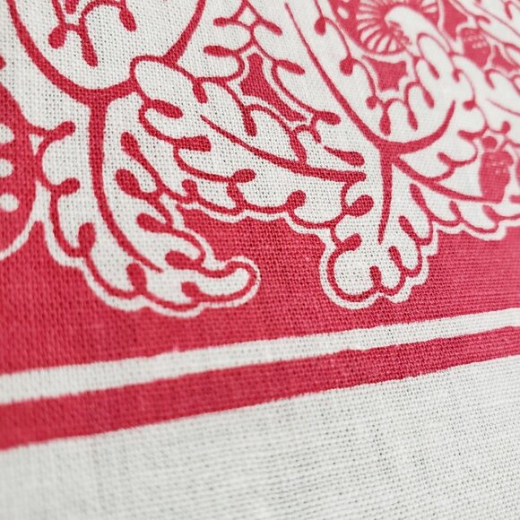 Vintage Mushrooms Printed Piece Of Linen Red And White 30.5x21.5" Retro VGC - Picture 6 of 7